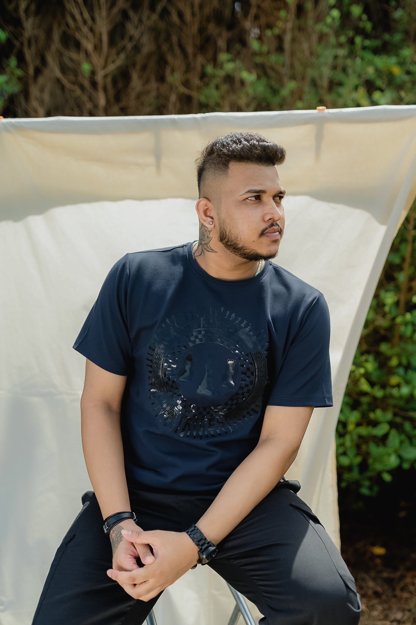 TRIVES Premium Chess Printed T-shirt side look