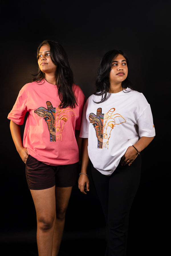 Pink and White - Giraffe Trives Printed Tee