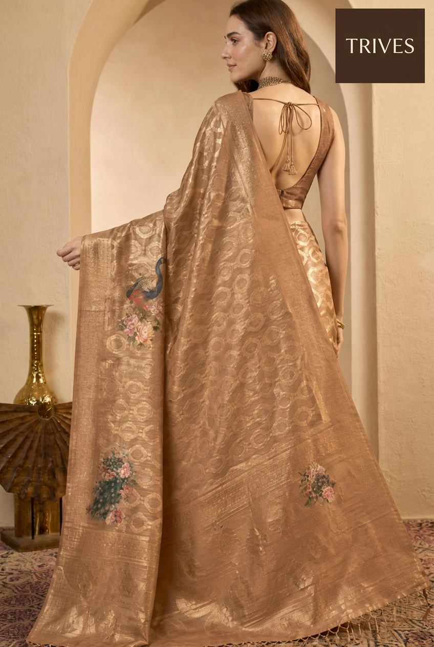 TRIVES branded saree front view