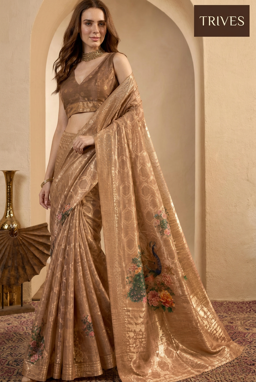 TRIVES branded saree seated view