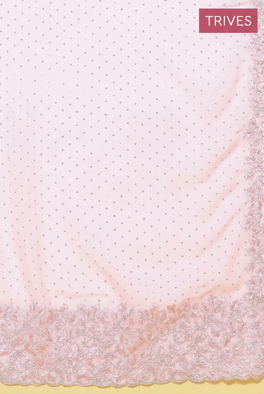 TRIVES little miss pinky saree, flowing pallu